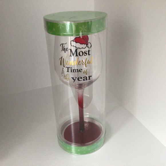 Christmas Glass  Wine Goblet "The Most Wonderful Time of the Year" - Picture 1 of 3